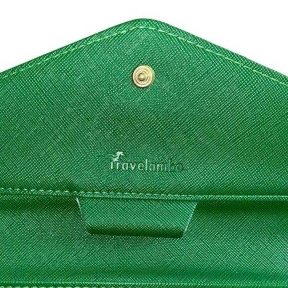 RFID Blocking Green Wallet Clutch Wristlet with Snap closure Multiple Card Slots - Picture 4 of 11